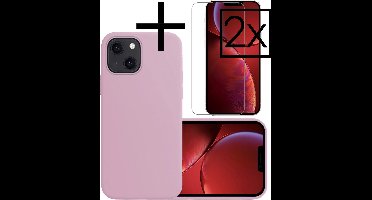 Hoesje - Met 2x Screenprotector - Geschikt voor Apple iPhone 13 - Sterk & Shockproof - Back Cover - Siliconen Case - Telefoon Hoes - Lila