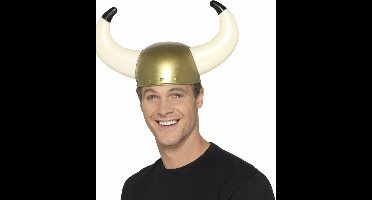 2x stuks gouden vikingen helmen voor volwassenen - Verkleed accessoires hoeden/hoofddeksels