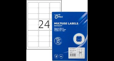Etiket Office A4 63.5 x 33.9mm 24 etiketten per vel.