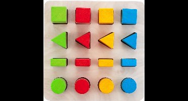 Geometric sorter 21 x 21 cm color//size 4x4 rubber wood plate