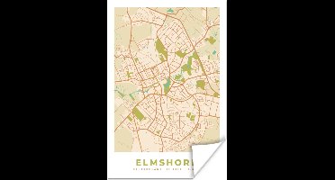 Poster Elmshorn - Vintage - Kaart - Stadskaart - Plattegrond - 20x30 cm