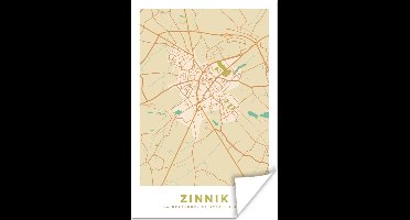 Poster Kaart - Stadskaart - België - Zinnik - Plattegrond - 20x30 cm