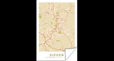 Poster Stadskaart - Siegen - Vintage - Plattegrond - Kaart - 20x30 cm