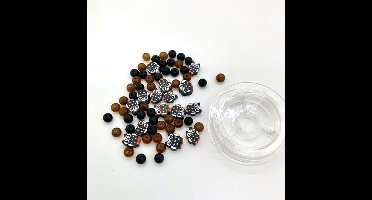 Katsuki Smileys & beads, Brown, 64 pcs./ bag & elastic cord 0,5 mm x 10 m.