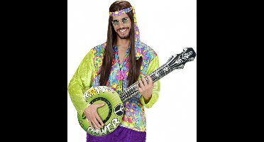 Widmann opblaasbare banjo - kleurrijk - 100 cm - vinyl - feestaccessoire - hippie kostuum - themafeest - Flower Power Oranje