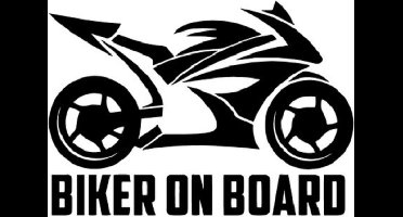 Biker on board sticker voor op de auto of caravan - Auto stickers - Auto accessoires - Stickers volwassenen - 12 x 8 cm - Zwart - 215