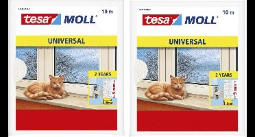 Tesa Tochtstrip universeel - 2x pakjes - zelfklevend - wit - 10 mtr x 9 mm - Tochtstroken