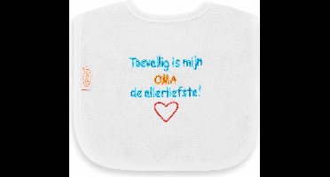 Funnies geborduurd tekst slabbetje: Toevallig is mijn oma de allerliefste