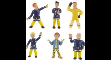 Brandweerman Sam - brandweer speelset / taartdecoratie - 6 speelfiguren - 8cm
