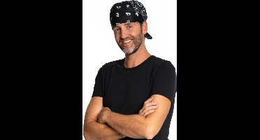 Partychimp Bandana Zwart Hoofdband Unisex Carnavalskleding Carnaval Accessoire - Zwart - Polyester