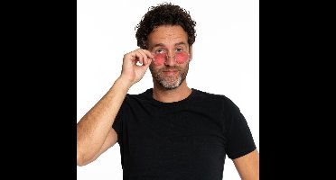 Partychimp Bril John Lennon Carnaval voor bij carnavalskleding Heren Carnavalskleding Dames Carnaval Accessoires - Roze - One-size