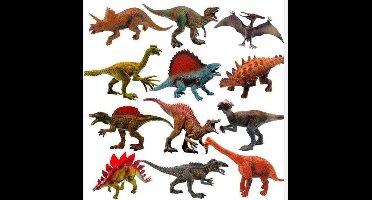 Dinosaurus speelgoed - dinosaurus- SET 12 STUKS -  dinosaurus speelgoed Jurassic world - 15 tot 19 CM GROOT