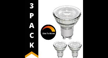 DimToWarm LED GU10 Spotjes - Dimbaar naar extra warm wit - 3W 50W - MR16 - 3 Spots - Ledlamp
