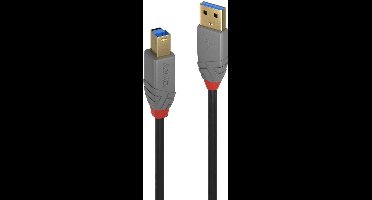 LINDY 36744 USB-kabel USB 3.2 Gen1 USB-A stekker, USB-B stekker 5.00 m Zwart