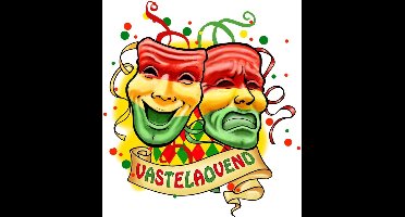Raamsticker adhesive Masker lach en traan - VASTELAOVEND Carnaval 22.5 x 30 cm.