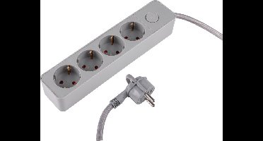 Q-Link stekkerdoos - 4-voudig - plat - randaarde - 3 x 1.5 mm² - 1.5 m - textiel - grijs