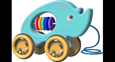 Luna Trekfiguur Olifant Junior 31,5 X 11 X 14 Cm Blauw/geel