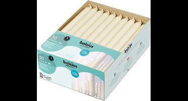 100 stuks Bolsius lange ivoor huishoud dinerkaarsen 290/22 (12 uur)