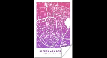 Poster Stadskaart - Alphen aan den Rijn - Paars - Nederland - 20x30 cm - Plattegrond
