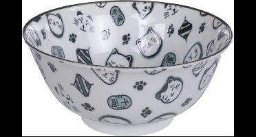 Kawaii Bowls - Lucky Cat Kom - wit/zwart - 14.8 x 7cm - 500ml