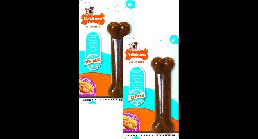 Nylabone Puppy Bone Flexible Bruin - Hondenspeelgoed - 2 x Medium Tot 16kg