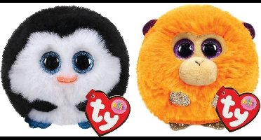 Ty Teeny Puffies Waddles Penguin & Coconut Monkey - Knuffel van 10 cm
