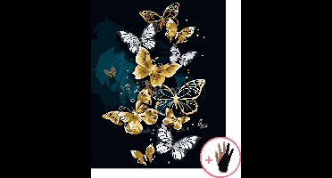 HobbyMania Schilderen Op Nummer Vlinders - 40x50 cm - Inclusief Tekenhandschoen - Paint By Number Volwassenen