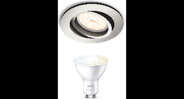 WiZ Donegal Inbouwspot (Chroom) - Rond - GU10 - Warm tot Koelwit Licht - Te bedienen via WiFi
