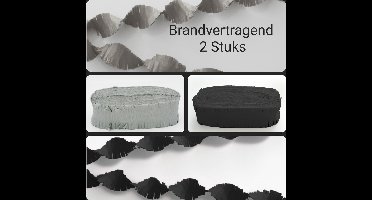 2 stuks BRANDVERTRAGENDE Draaiguirlande Zwart/ Zilver, 48 meter, Kerstmis, Nieuwjaar, Gala, Carnaval, Verjaardag, Themafeest