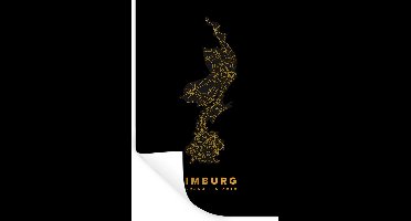 Muurstickers - Sticker Folie - Limburg - Wegenkaart Nederland - Black and gold - 20x30 cm - Plakfolie - Muurstickers Kinderkamer - Zelfklevend Behang - Zelfklevend behangpapier - Stickerfolie