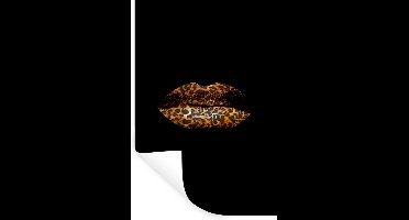 Muurstickers - Sticker Folie - Lippen - Tijgerprint - Zwart - 20x30 cm - Plakfolie - Muurstickers Kinderkamer - Zelfklevend Behang - Zelfklevend behangpapier - Stickerfolie