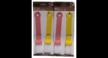 Bakkwasten met nylon haar - Invetkwasten - Keuken - Set van 4 stuks - Roze en Geel - Kookgerei