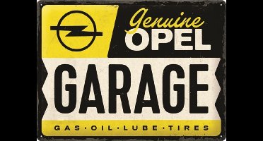 Opel Garage.  Metalen wandbord in reliëf 30 x 40 cm.