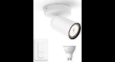 Philips Hue Pongee Opbouwspot (Wit) - Warmwit Licht - Incl. Hue Dimmer Switch - Wandspot of Plafondspot met 1 Lichtpunt - GU10 - Hue White