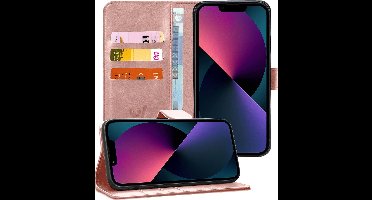 Hoesje geschikt voor iPhone 13 Pro Max - Book Case Kunstleer Wallet - Roségoud
