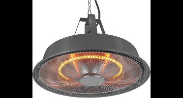 Perel Terrasverwarmer, 1500 W, carbon, plafondmontage, met ketting, 1 warmteniveau, plensdicht, retrodesign, metaal, zwart