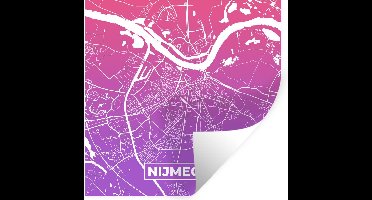 Muurstickers - Sticker Folie - Stadskaart - Nijmegen - Nederland - Paars - 30x30 cm - Plakfolie - Muurstickers Kinderkamer - Zelfklevend Behang - Plattegrond - Zelfklevend behangpapier - Stickerfolie