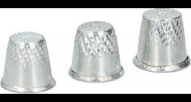 vingerhoedjes 16 - 18 mm staal zilver 3 stuks