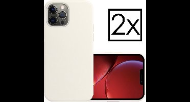 Hoesje - 2 Stuks - Geschikt voor Apple iPhone 13 Pro - Sterk & Shockproof - Case Siliconen - Back Cover - Telefoon Hoes - Wit