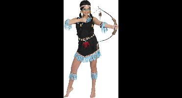 Indiaan kostuum - zwart met blauwe franjes voor vrouwen - Volwassenen kostuums