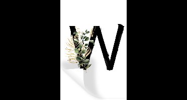 Muurstickers - Sticker Folie - Bladeren - Alfabet - Letter W - 20x30 cm - Plakfolie - Muurstickers Kinderkamer - Zelfklevend Behang - Zelfklevend behangpapier - Stickerfolie
