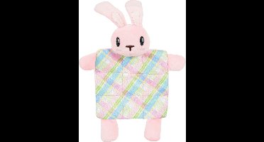 Zolux puppyspeelgoed konijn plush plaid crinklestof roze (17,5X3X20 CM)