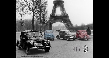 metalen wandbord 4x Renault 4CV 30x40 cm reliëf