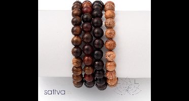 Sattva | Wood Mala Bracelets 4 tone, Houten Mala armbanden 4 stuks (8mm kralen) 4 kleuren