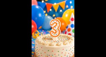 Verjaardagstaart kaarsje – Cijfer 3 - Cijferkaars met stippen - oranje - Happy Birthday kaars – verjaardags kaars – gekleurde kaarsje – taartdecoratie – feest - taartversiering – feestartikel – verjaardagscadeau - taartaccesoires