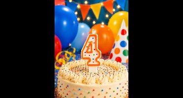 Verjaardagstaart kaarsje – Cijfer 4 - Cijferkaars met stippen - oranje - Happy Birthday kaars – verjaardags kaars – gekleurde kaarsje – taartdecoratie – feest - taartversiering – feestartikel – verjaardagscadeau - taartaccesoires