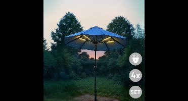 Parasolverlichting led strip set op stroom - 4 led strips - Parasol lamp - Warm wit licht