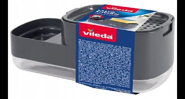 Vileda Easy Kitchen - Zeepdispenser - 23x10,2x8,9 cm - Met Sponshouder - Grijs