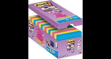 Value Pack: Post-it® Super Sticky Z-Notes, Asperge, Fuchsia -Neon geel, Mediterraan blauw, 76 x 76 mm, 14 blokken + 2 GRATIS