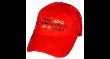 Benza - Katoenen geborduurde katoenen baseball cap, pet: Ik ben blond hou het simpel